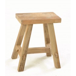Rustic country stool with angled legs a pegged joints and a plain unpainted finish
