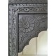 Solid mango wood two tone bookcase in black and white with plain shelves and carved frame