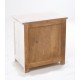 Two tone one cupboard side table made from mango wood with an Indian carved front and white base and natural wood top