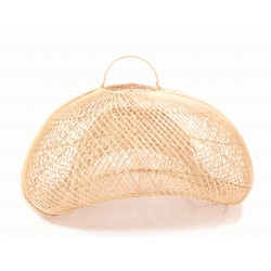 Rattan Light shade with a flowing wave shape the to woven natural coloured rattan
