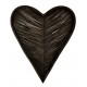 Woven rattan wall art in a 3d heart shape painted in a matt black finish