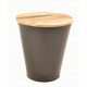 Steel tapered cylinder coffee or occasional table with solid mango wood rustic top