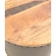 Steel tapered cylinder coffee or occasional table with solid mango wood rustic top