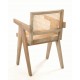 Vintage square arm chair with rattan seat and back finished in a vintage finish