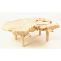 Slab Coffee Tablem made from teak and bleached to give a plain wood finish