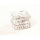 Square Carved White Distressed Candle Stand
