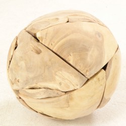 Pale Teak Ball made from individual teak wood pieces and treated to a pale wood finish