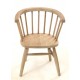 Solid wood vintage curved carver style childs chair with continuous arm back and finished with stripped back finish 