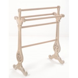 The rung towel rail made from solid mahogany with detail carving and vintage bleached finish