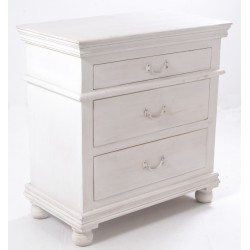 Small White Chest of Drawers made from solid mango wood with three drawers