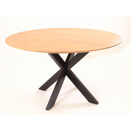 Mango Wood and Steel Round Dining Table