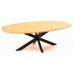 Mango Wood and Steel Oval Coffee Table