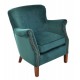 Teal Velvet small armchair with a solid wood frame under the soft velvet upholstery