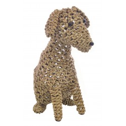 Large dog decorative ornament made from seagrass on a metal frame