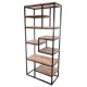 Industrial style meta land wood open bookcase with a selection of different sized fixed shelves