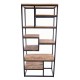Industrial style meta land wood open bookcase with a selection of different sized fixed shelves