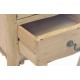 Solid wood two drawer side table or bedside with swan handles cabriole legs and bleached wood finish