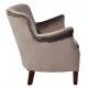 Small armchair covered in soft velvet in and aluminium colour on a solid wood frame