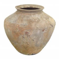 Large ceramic pot with a rustic weathered finish and wide amphora shape