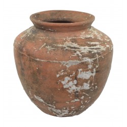 Medium ceramic pot with a rustic weathered finish and wide amphora shape
