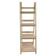 Solid wood shelf unit or bookcase in a step ladder design with a stripped back wood finish