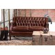 Vintage Leather Sofa, a brown leather 2 seater sofa with a button back and simple straight legs