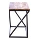 Steel 3 table nest of tables in a zigzag design with rustic solid mango wood tops