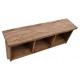 Solid wood three cube wall shelf with four hook coat rack under made from reclaimed pine with aged distressing and worm holes