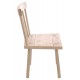 Solid wood chair with a square plank seat and round slat back in a vintage stripped back finish
