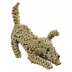 Dog ornament made from seagrass in a playing position