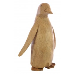 Wooden Penguin ornament made from bamboo with a light wood finish each one an indvidual