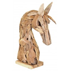 Horses head sculpture made from reclaimed teak wood with a wonderful rustic feel