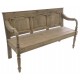 Mahogany bench with a simply carved back and curved arms all fiinshed in stripped back vintage finish