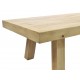 Solid wood coffee table with a deep solid table top on chunky legs finished with a stripped back old style finish