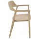Solid wood carver chair curved design to the arms and back and solid wood seat finished in a plain wood finish