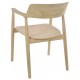 Solid wood carver chair curved design to the arms and back and solid wood seat finished in a plain wood finish