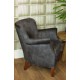 Charcoal Velvet small armchair with a solid wood frame under the soft velvet upholstery