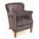 Charcoal Velvet small armchair with a solid wood frame under the soft velvet upholstery