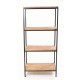 Open bookcase with laquered Mango wood shelves and black painted steel frame