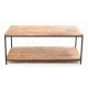 Open Coffee Table with laquered Mango Wood top and single low shelf and black painted steel frame