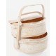 White hand made tiffin or picnic basket set with tall carry handle