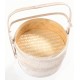 White hand made tiffin or picnic basket set with tall carry handle