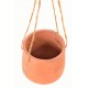 Terracotta hand made hanging planter with a chevron motif in a unglazed finish