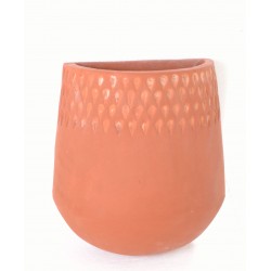 Hand made terracotta planter pot with a raindrop motif