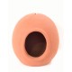 Hand made terracotta hanging bird house with a egg shape and unglazed finish