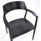 Solid wood carver chair curved design to the arms and back and solid wood seat finished in a black painted finish
