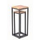 Set of two side square side tables with solid mango wood tops and square steel bases finished in black