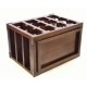 Solid mahogany dark wood 12 bottle wine rack with grid type storage area and brass corner strengtheners