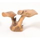 Teak ornament in the style of growing mushrooms made from reclaimed teak