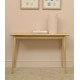 Retro style console table with simple round legs and flat table top with rounded corners